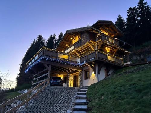 Chalet Aconit, terrasse panoramique avec jacuzzi et sauna - Location, gîte - Gérardmer