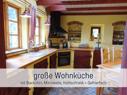köök, Ferienhaus Lebuser Land fur bis zu 4 Personen mit 1300 qm Garten und Privatsauna, grandiosen Blick u in Lebus