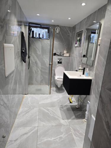 ห้องน้ำ, Beautiful 2 rooms apartment in kløfta,near oslo airport& oslo in เยสชาม