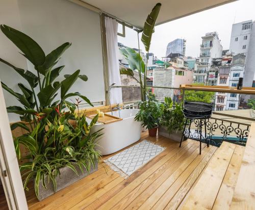 호안끼엠구 - 항 봉/콴 수의 프라이빗 하우스 (70m², 침실 1개, 프라이빗 욕실 1개) - 정원