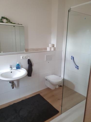 Fürdőszoba, Monteurwohnung Sendberg Blick in Frielendorf