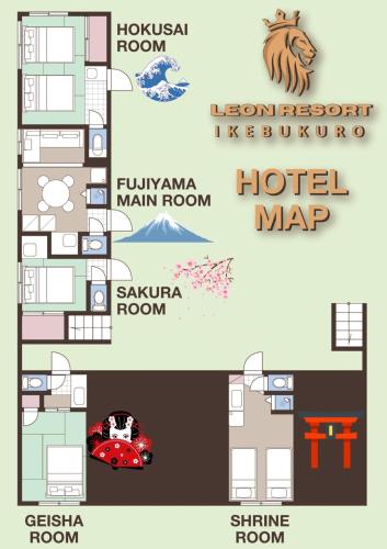 B 3rooms MAX10people 6min Shinjuku 11min Shibuya 12min walk Ikebukuro LEON RESORT IKEBUKURO traditional Japanese room 池袋 最大10名
