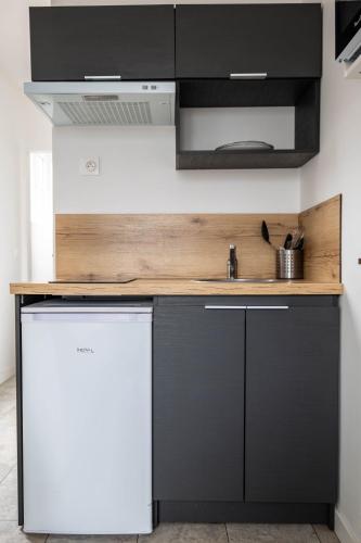 مطبخ, Studio cosy, calme avec cour extérieure, 2e étage (Studio cosy, calme avec cour exterieure, 2e etage) in Saran