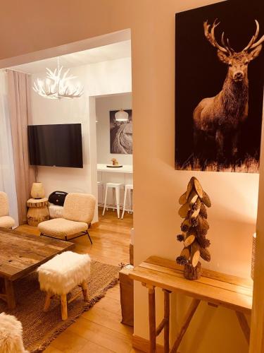 ห้องส่วนกลางสำหรับนั่งเล่น/ดูทีวี, Bel appartement 8p pied des pistes Val Louron in อาเดอร์วีแยล-ปูเชิร์ก