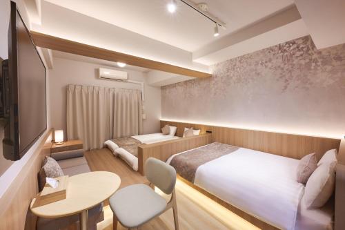 난바의 아파트먼트 (25m², 침실 2개, 프라이빗 욕실 1개)