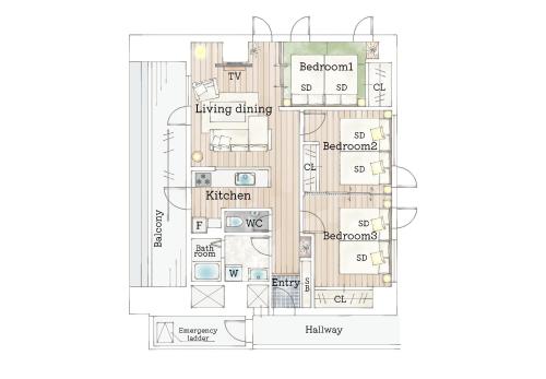 Three-Bedroom Premium Apartment with Balcony image 1