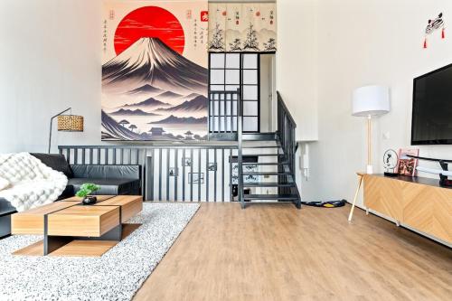 Shared lounge/TV area, Duplex Fuji - Immersion Japonaise - Paris - Disney in Noisiel