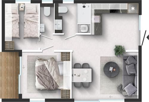 2 bedrooms, 3 beds