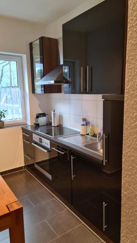 مطبخ, Ferienwohnung AM SPREEUFER in Grunheide