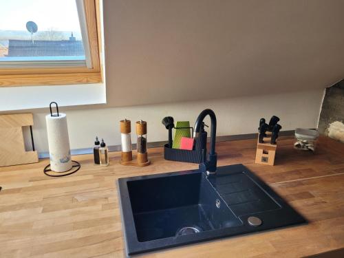 keuken, charmantes Apartment mit voll ausgestatteter Küche, Kingsize-Betten, Billard & Tischkicker (charmantes Apartment mit voll ausgestatteter Kuche, Kingsize-Betten, Billard & Tischkicker) in Eltville am Rhein