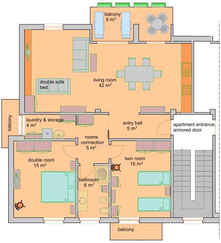 Two-Bedroom Deluxe Apartment with Balcony image 5