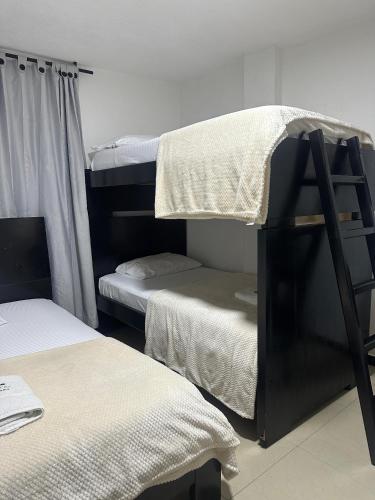 1 double bed, 1 twin bed, 1 bunk bed