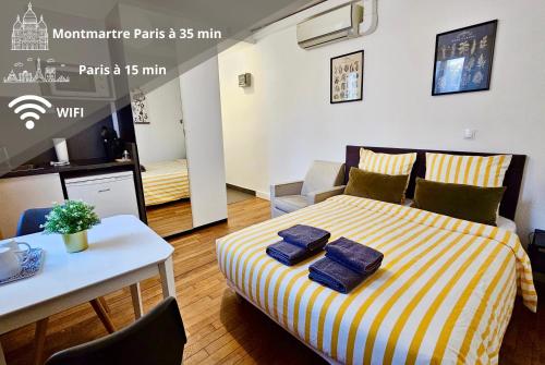 Studio Safran - 15min Paris, calme & cosy - Location saisonnière - Noisy-le-Sec