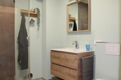 ห้องน้ำ, Hus op de Wurth Ferienwohnung seaside sixteen in บูซูเมอร์ ไดช์เฮาเซิน