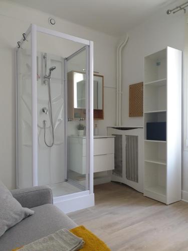 Душ, Double-studio 4p Calme 100m métro idéal Séjour Maison examens (Double-studio 4p Calme 100m metro ideal Sejour Maison examens) in Качан