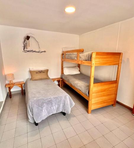 1 double bed, 1 twin bed, 1 bunk bed