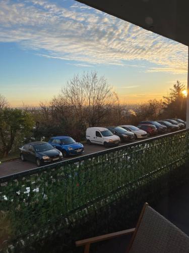 Balcony/terrace, Cozy renovated apartment with cinema atmosphere and view in La Mulatière