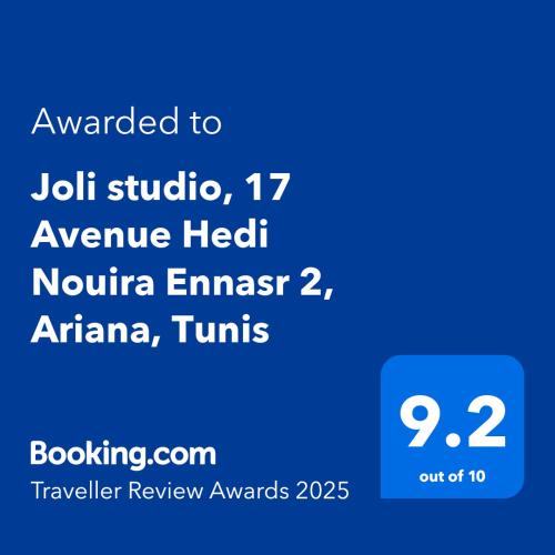 Joli studio, 17 Avenue Hedi Nouira Ennasr 2, Ariana Entrée par Rue DR Khaled Gorgob, Ariana (fotografie 3)