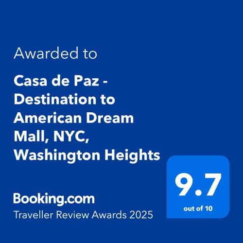 Casa de Paz - Destination to American Dream Mall, NYC, Washington Heights in North Bergen, USA