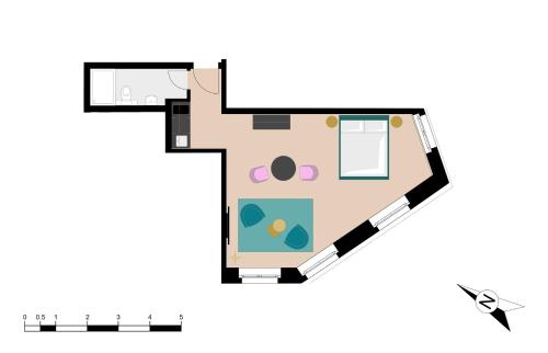 Studio Apartment with One Double Bed room in BANK House Studio L 205 - GRIWA RENT