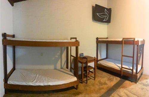 1 double bed, 3 bunk beds