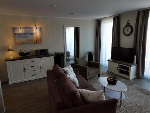 Apartment 38 "Skippers Topp", Apartmenthaus Hafenspitze,Blickrichtung InnenstadtBinnenhafen in Eckernforde