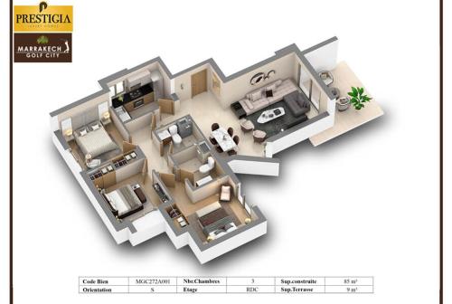 Marrakech Prestigia 3 chambres 3