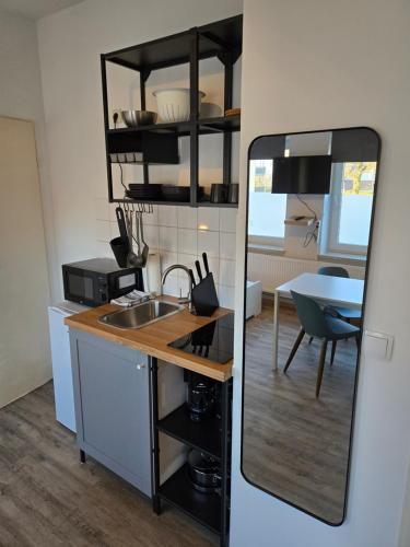 廚房, Pension GP3, Zimmer mit Kochnische und Duschbad vor den Toren Berlins in 達爾戈-德貝里茨