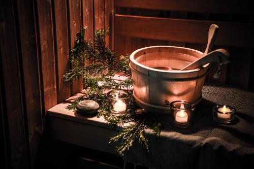 Sauna, Hotel Le Refuge in Les Almes