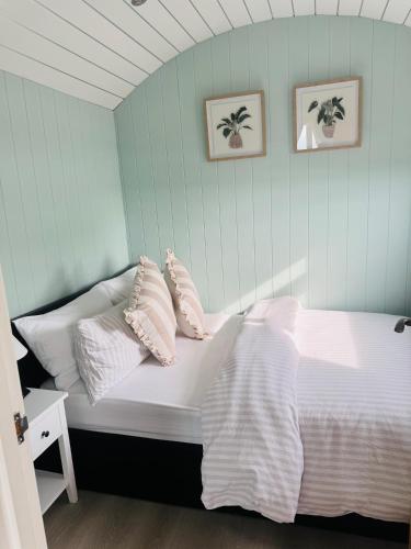 Bay View shepherds hut with hot tub in Lanfeira