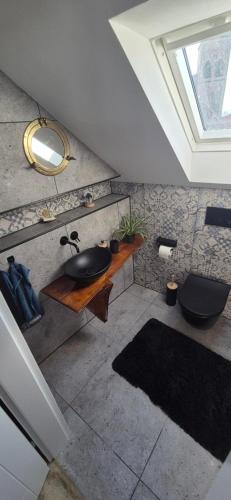 Fürdőszoba, Ferienwohnung mit Rheinblick in Kalkar