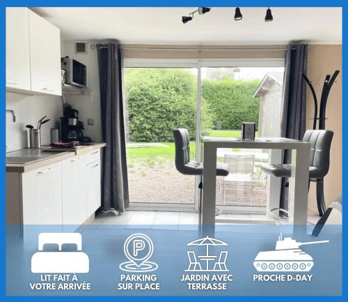 Normandie Cosy Apt rdc indépendant bien équipé dans maison confortable terrasse grand jardin clos sans vis à vis entre Caen et Bayeux, proche plages du débarquement chambre d'hôte Audrieu