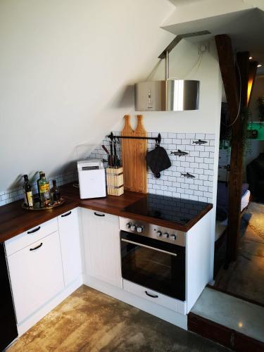 Konyha, Ferienwohnung mit Rheinblick in Kalkar