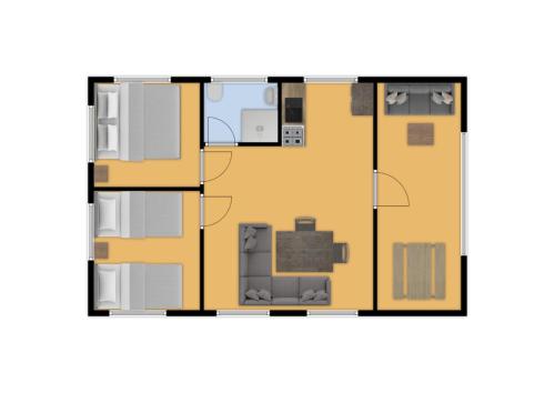 1 queen bed, 2 twin beds