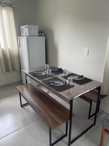 Kitchen, Apto completo com 1 quarto para 4 pessoas no Sul da Ilha near Bar e Lanchonete Educao