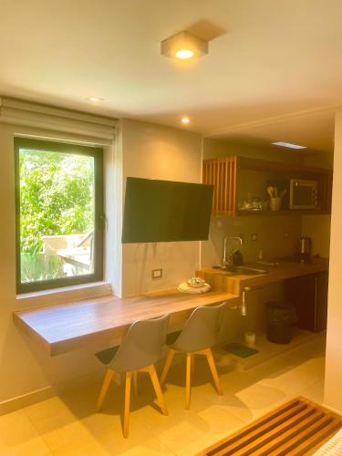 주방, Homestay La Reinamora monoambientes in 바리오 로스 페랄레스