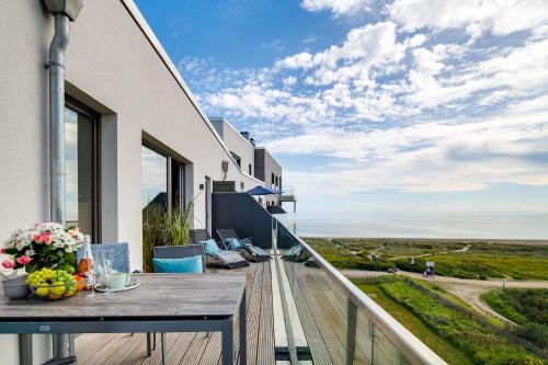 Balcony/terrace, BeachViewOne- 3OG, Meerblick, Balkon, Kamin, Sauna in Olpenitz