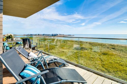 Balkon/terasa, BeachViewFour- 3OG, Meerblick, Balkon, Kamin, Sauna in Olpenitz