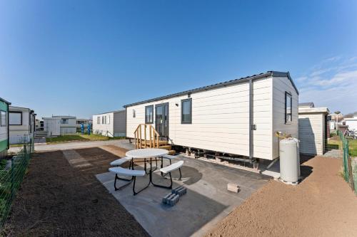 Buitenkant, La Pecheuse - comfortabele stacaravan in Marva 1 in Middelkerke