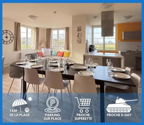 Les sables d'or Grand apt lumineux bien équipé 1er étage vue panoramique sur campagne près superette, à 600 m plage proche Omaha Beach et pointe du Hoc parking gratuit, garage à disposition
