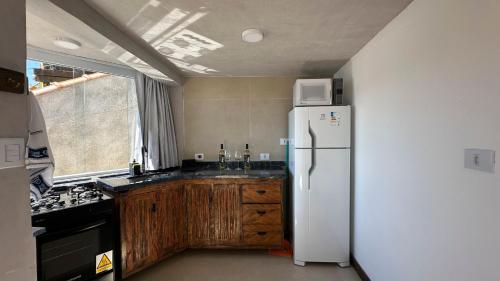 ห้องครัว, Chale Terapia com vista para o mar, WiFi e ar in หาดปอร์ติงโย