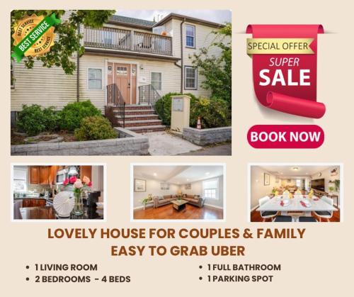 74R - 2BR Quincy - Romantic Stay near Wollaston Beach