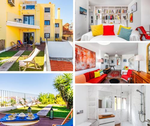 110m2 flat, large terrace with a view and a garden, Лиссабон