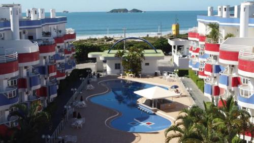 Ingleses Holiday Gaivotas 2qts piscina aquecida frente e vista mar dos quartos Recep e Seg 24hs
