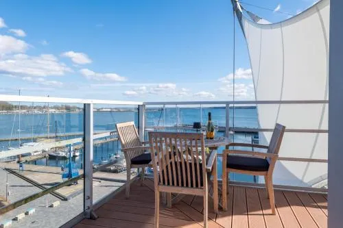 Apartment 41 "Seeblick" Blickrichtung offene See Binnenhafen Nord in Eckernförde, Deutschland