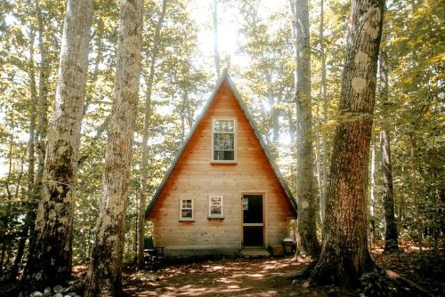 Island Glamping in a Secluded A-Frame Cabin on a Lake in Monmouth, Maine Island Glamping in a Secluded A-Frame Cabin on a Lake in Monmouth, Maine
