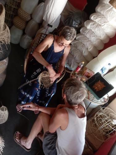 Rattan lamps Weaving class in Bali