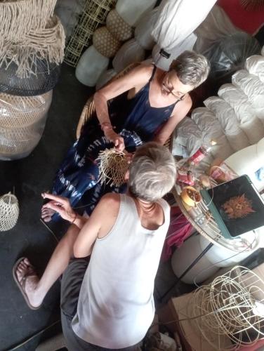Rattan lamps Weaving class in Bali
