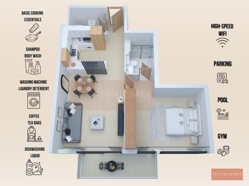 1BED in JVC by StayInHomes - 20 mins Business Bay - Parking - Pool -, Dubaj (fotografie 3)