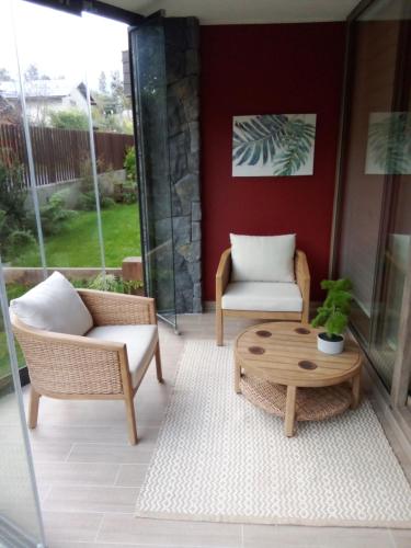 Departamento en Pucón con terraza y jardín privado